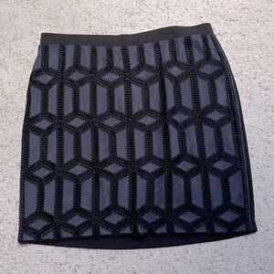 Size 22/24W Black Knit & Faux Suede Whipstitch Above Knee Women’s Skirt